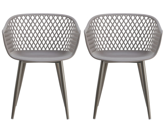 Set of Two Gray Heavy Duty Plastic Dining Arm Chairs