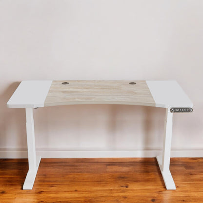 63" Adjustable Brown and White Standing Desk