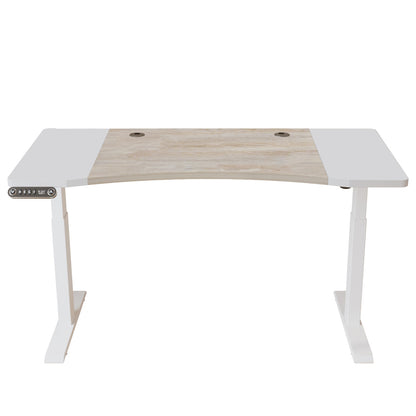 63" Adjustable Brown and White Standing Desk