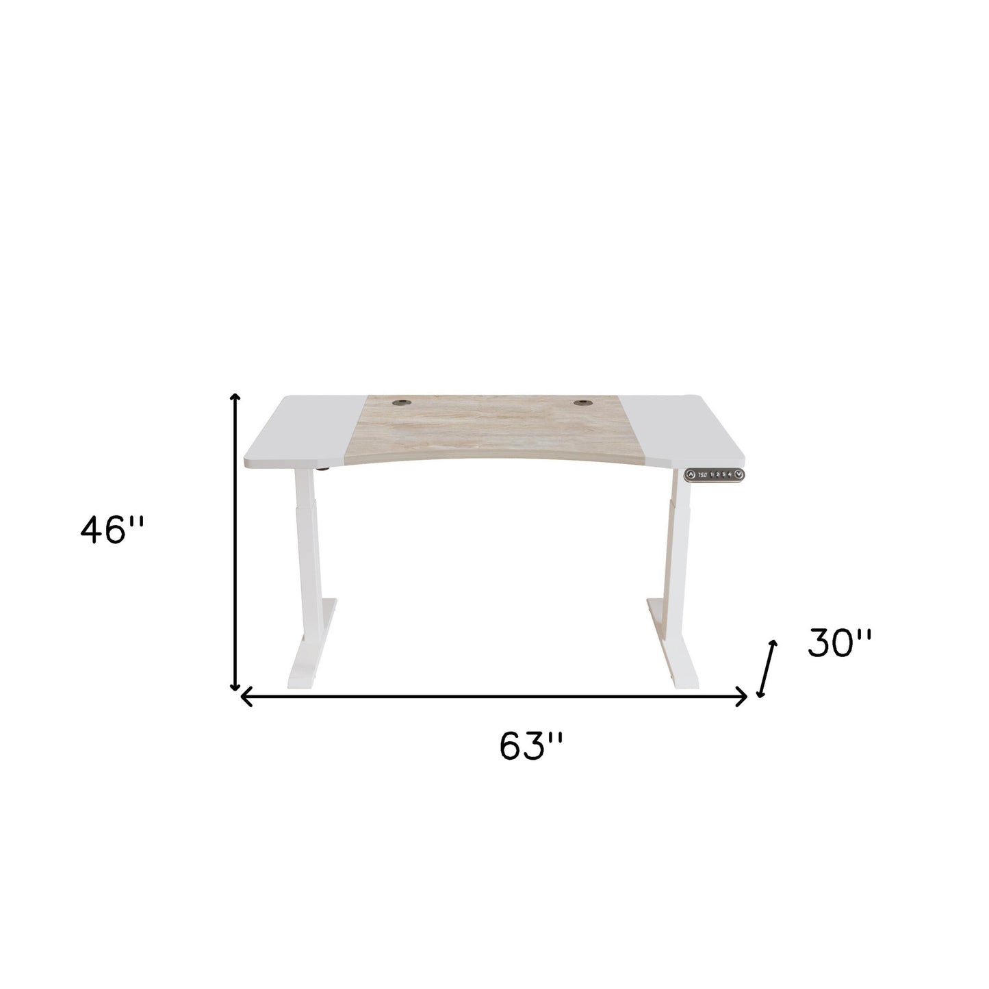63" Adjustable Brown and White Standing Desk