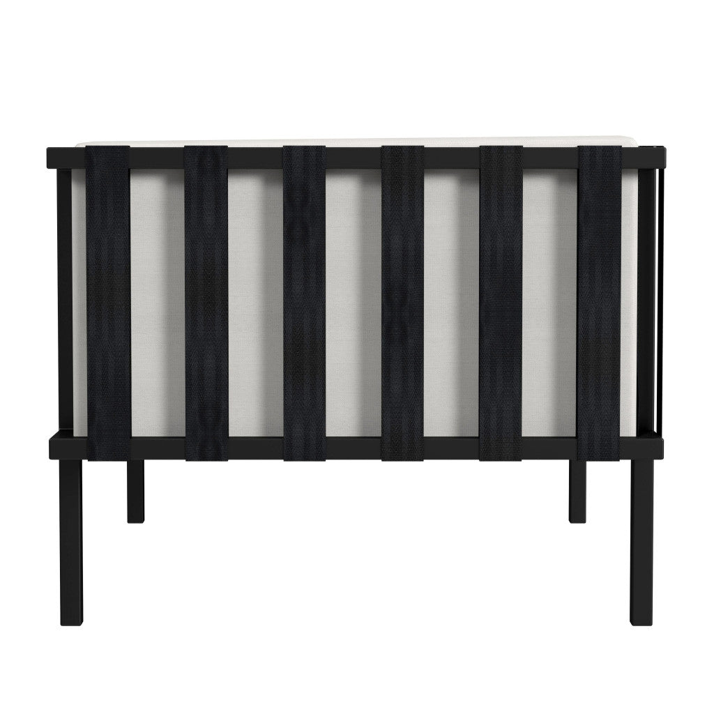 77" Black Iron and Cushions Patio Sofa