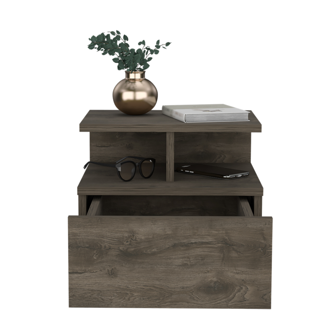 12" Brown Wood One Drawer Nightstand