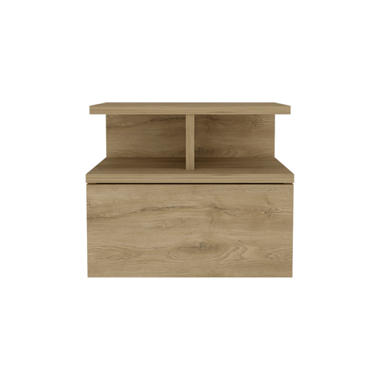 12" Beige Wood One Drawer Nightstand