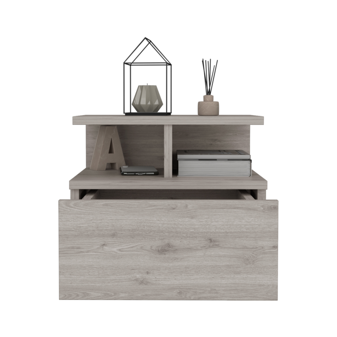 12" Light Gray Wood One Drawer Nightstand