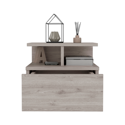 12" Light Gray Wood One Drawer Nightstand