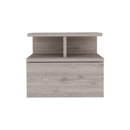 12" Light Gray Wood One Drawer Nightstand