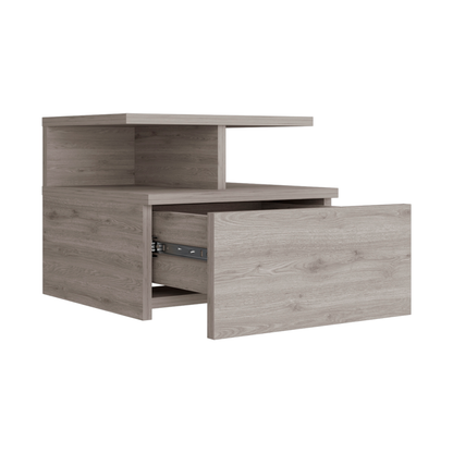 12" Light Gray Wood One Drawer Nightstand