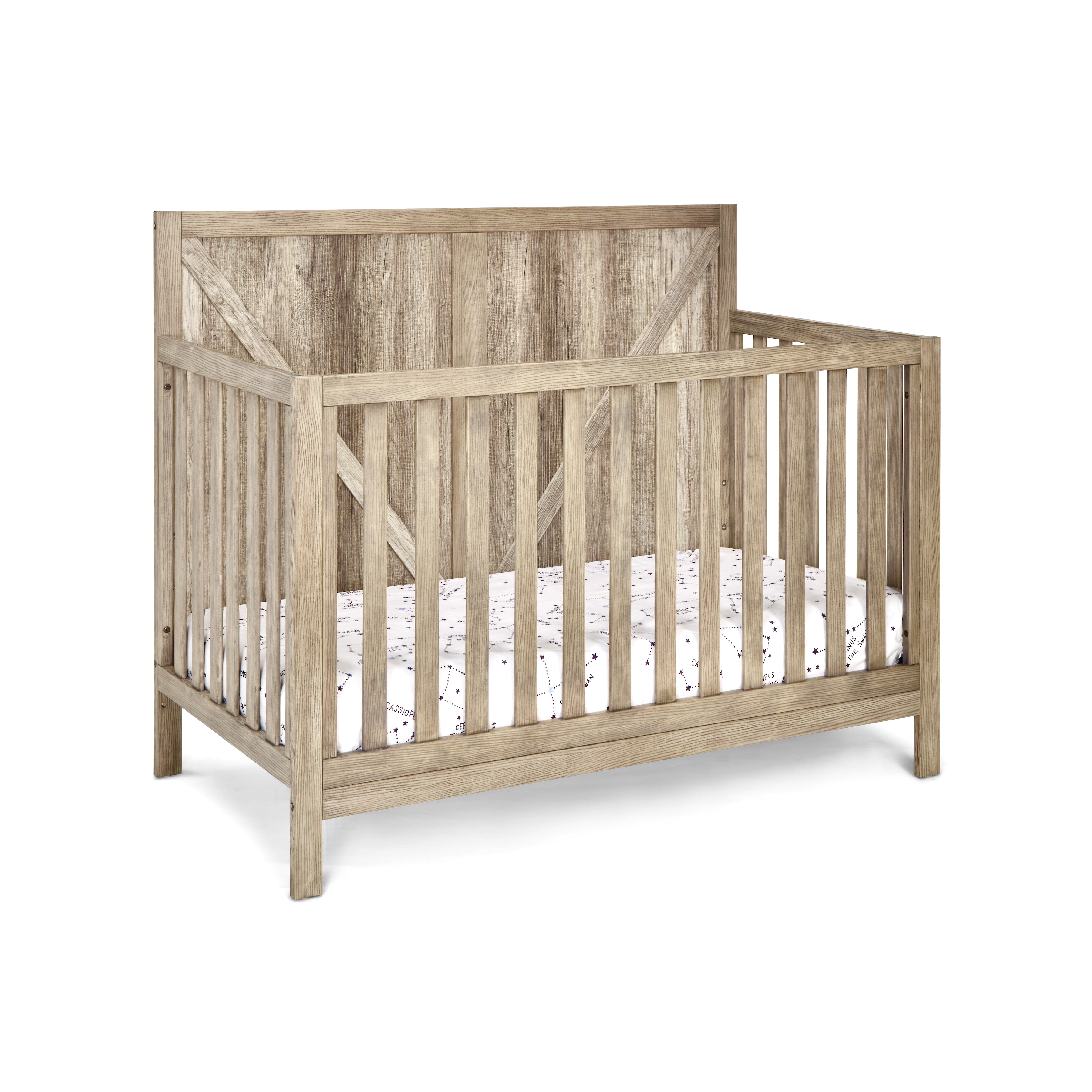 Chestnut Distressed Solid Wood Standard Four In One Convertible Crib