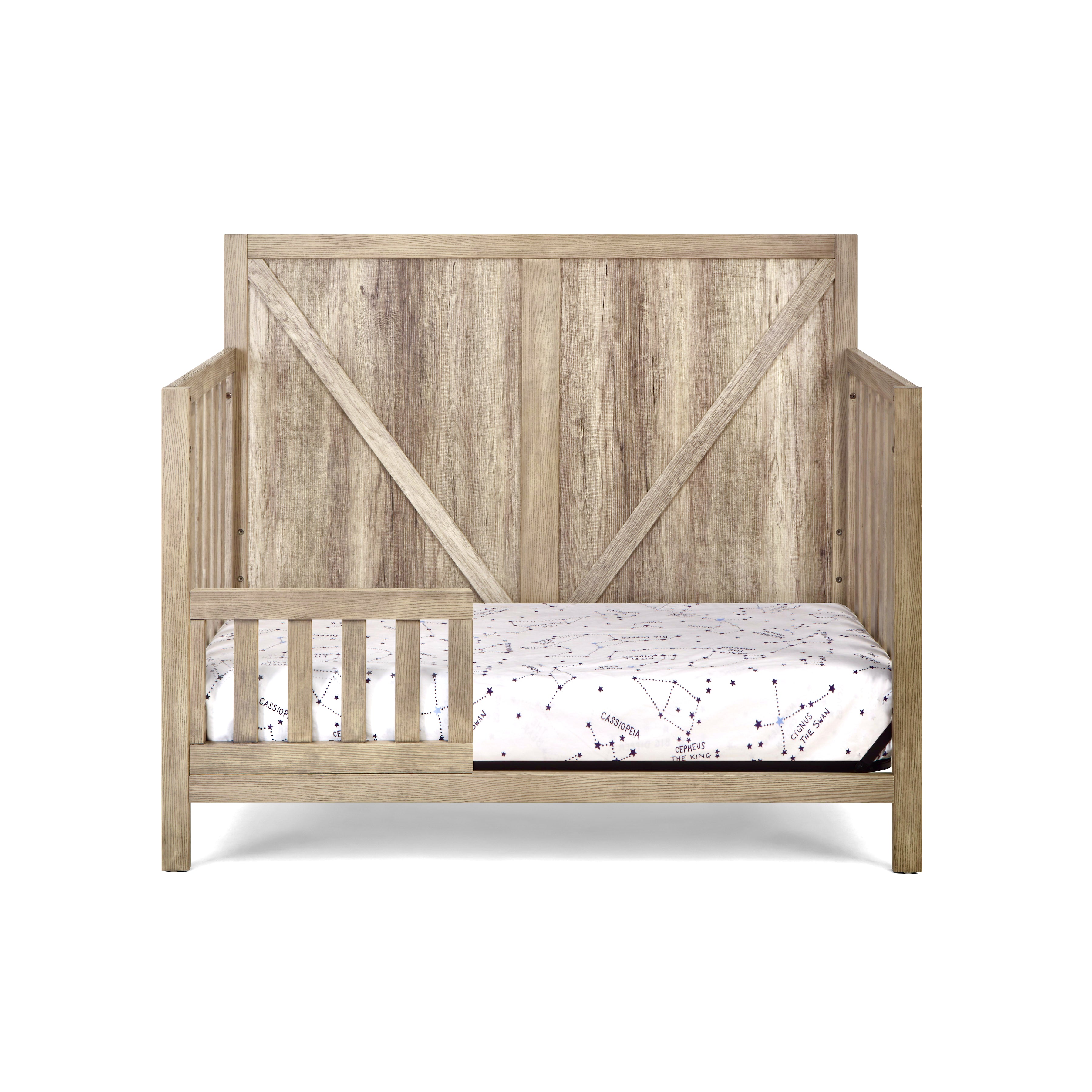 Chestnut Distressed Solid Wood Standard Four In One Convertible Crib