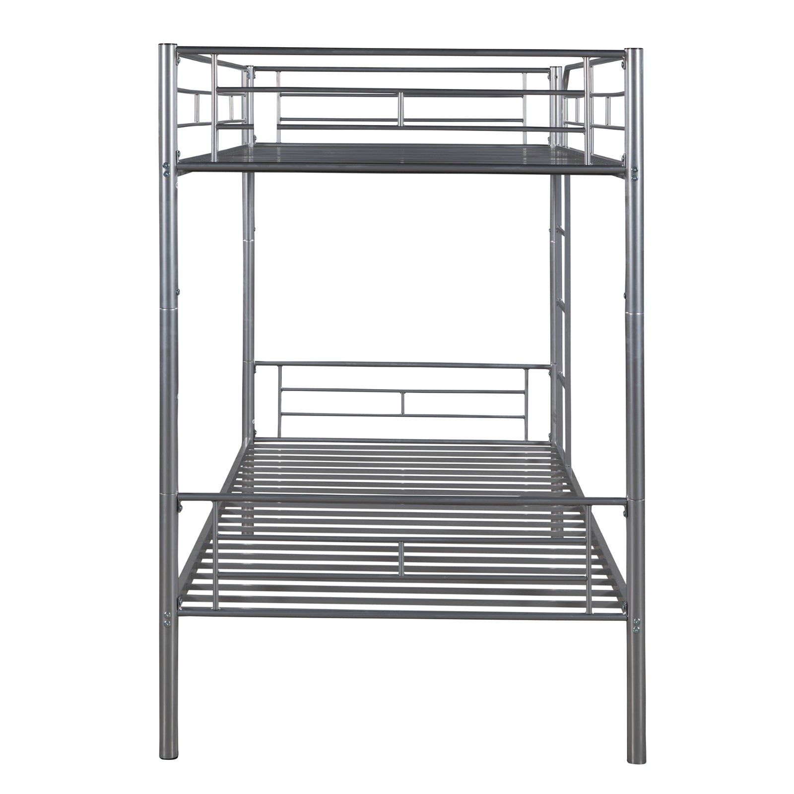 Twin Over Twin Metal Bunk Bed  Silver