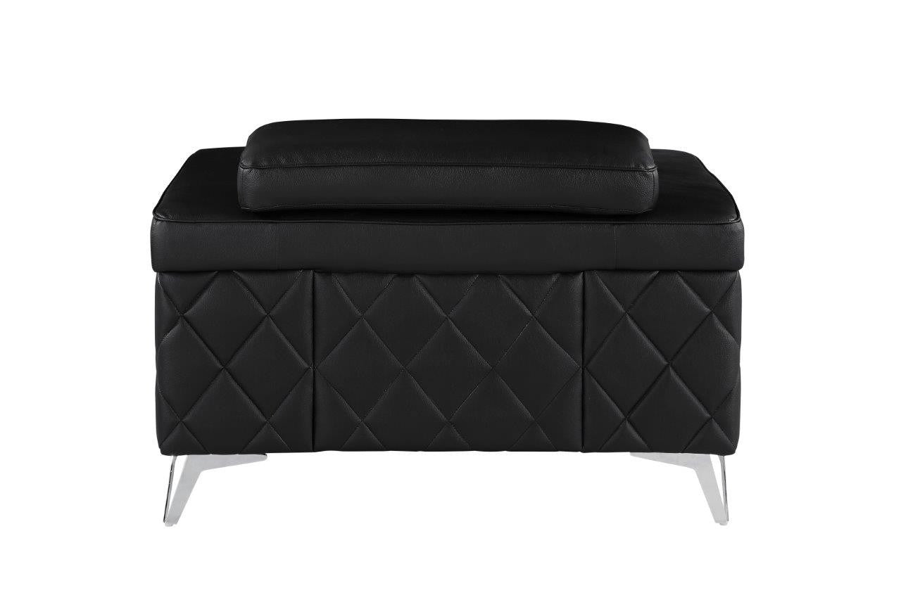 42" Black And Silver Top Grain Leather Club Chair