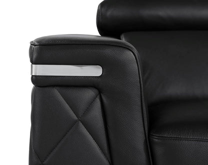 42" Black And Silver Top Grain Leather Club Chair