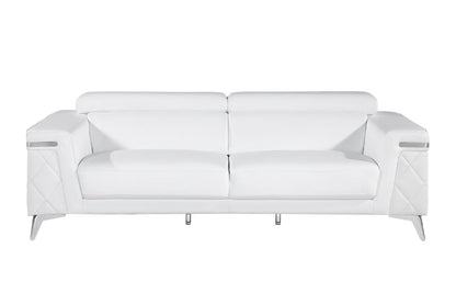 White Top Grain Leather Five Person Seating Set