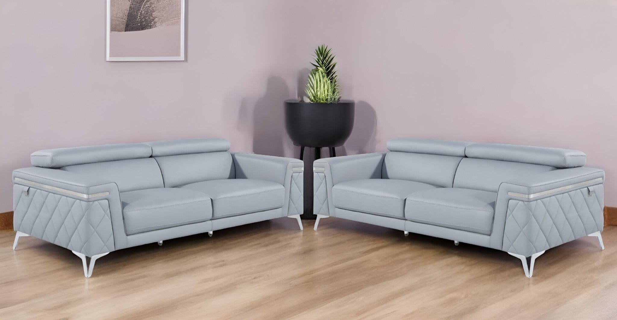 Two Piece Blue Four Person Seating Set