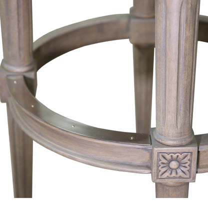 25" Gray Solid Wood and Fabric Counter Height Swivel Bar Chair