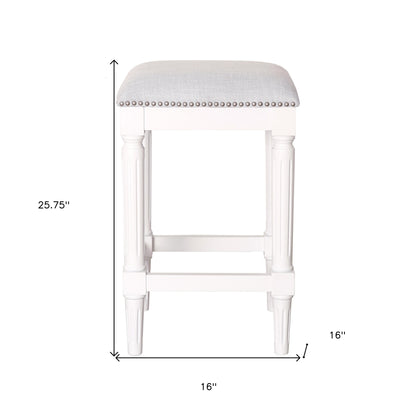 27" Gray And Antiqued White Solid Wood Backless Counter Height Bar Chair