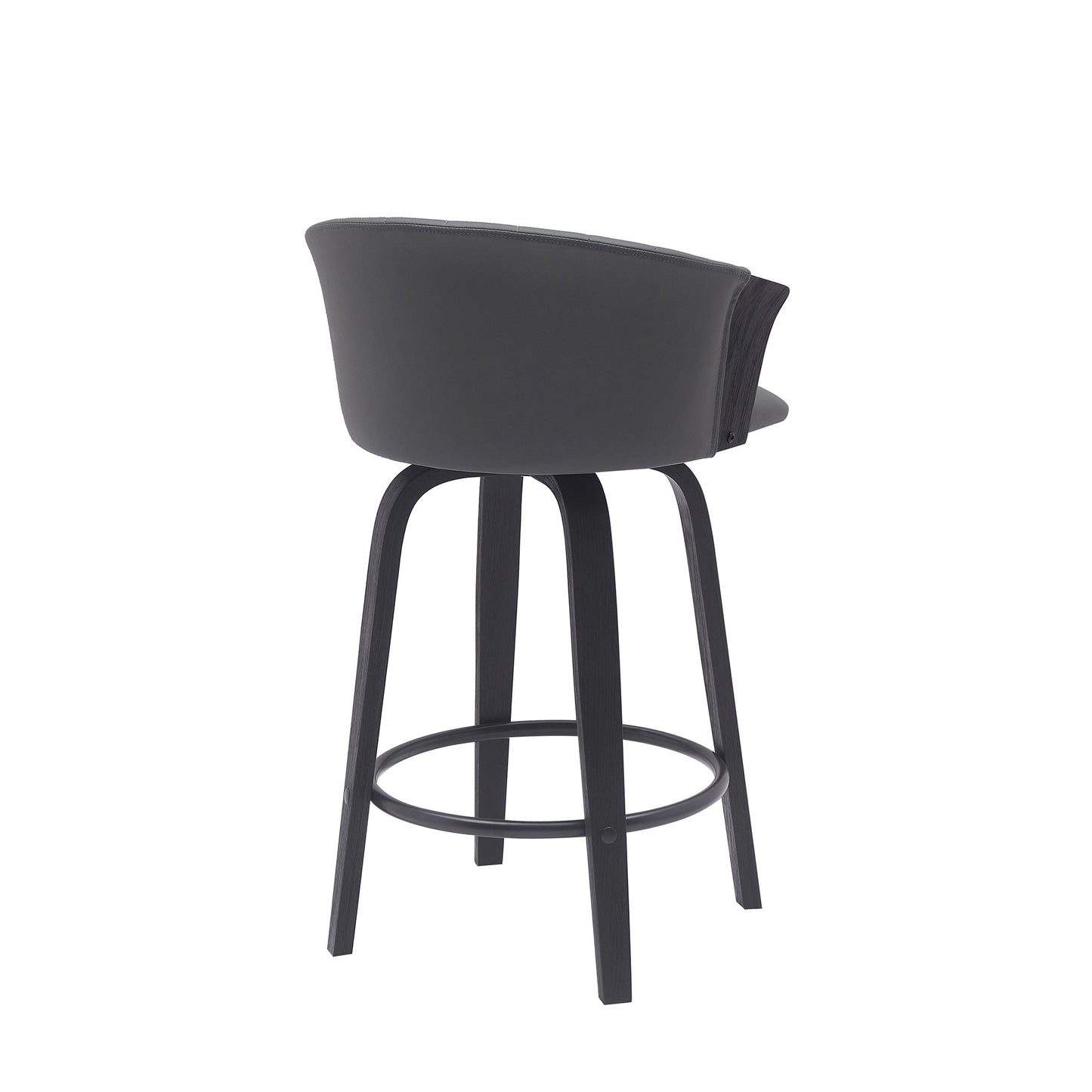26" Gray and Black Faux Leather Counter Height Swivel Bar Chair