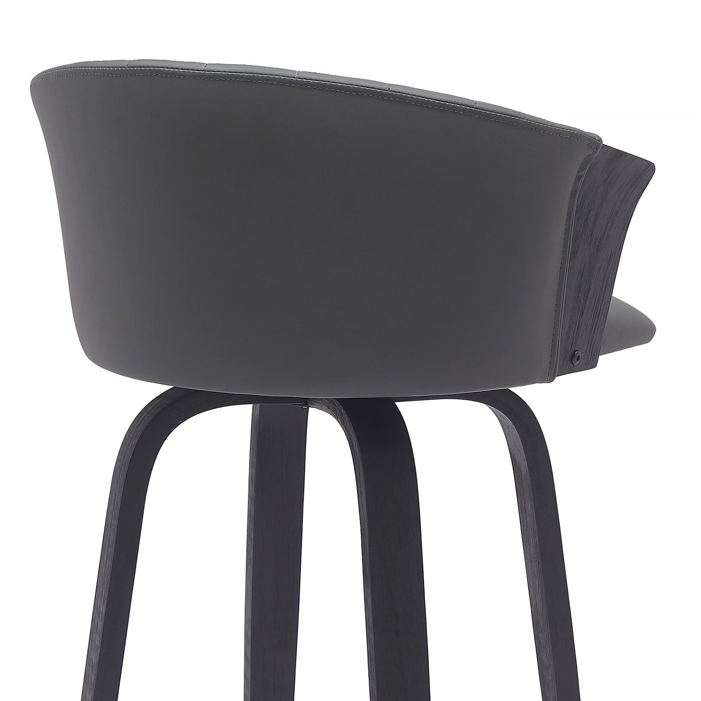26" Gray and Black Faux Leather Counter Height Swivel Bar Chair