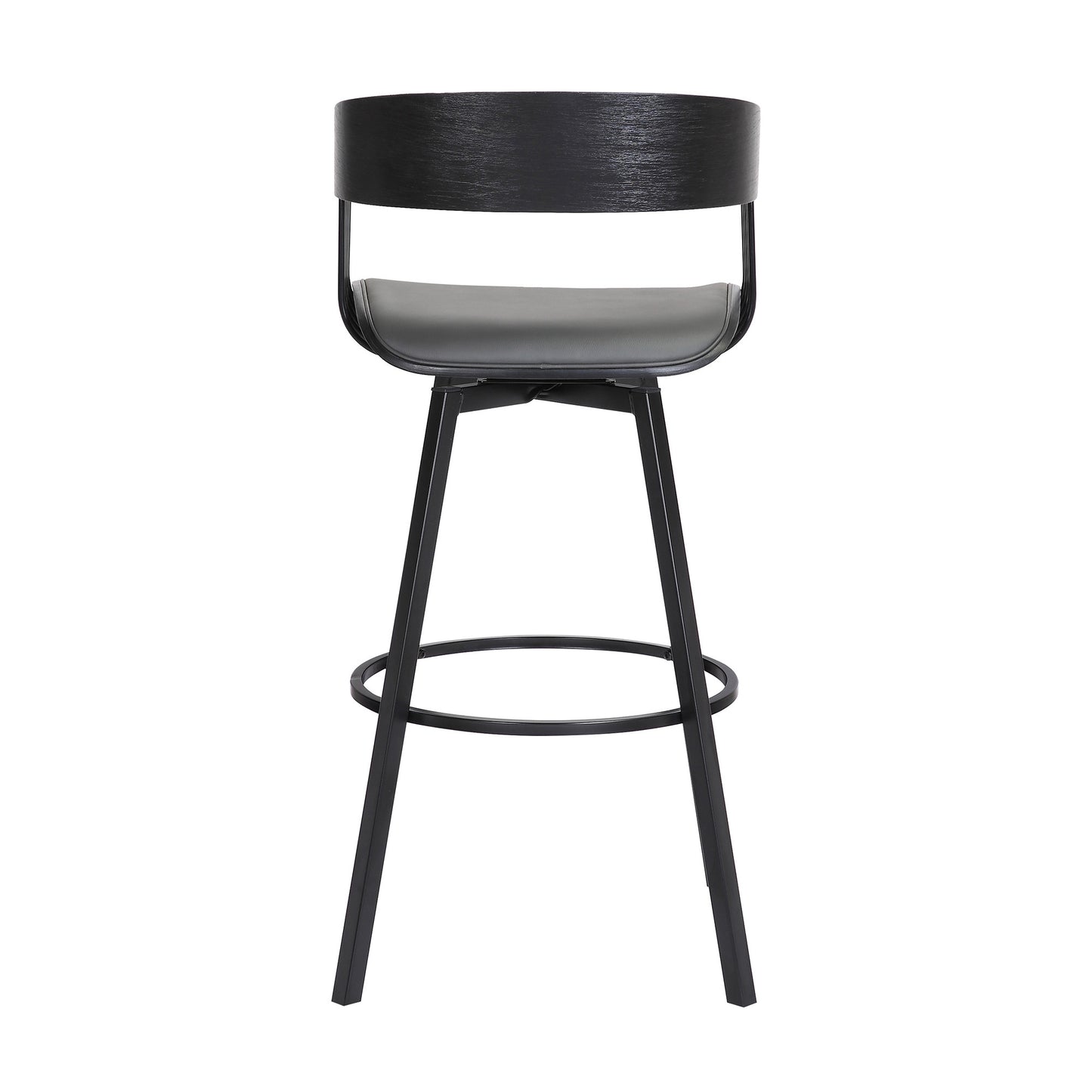 27" Gray and Black Faux Leather with Metal Swivel Counter Height Bar Chair