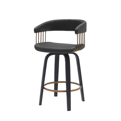 26" Black Faux Leather Swivel Counter Height Bar Chair