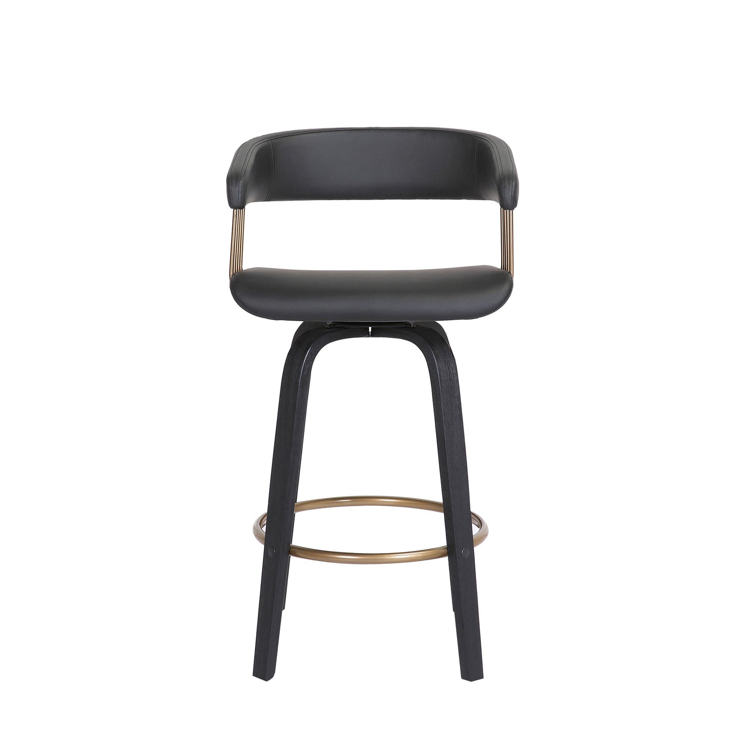 26" Black Faux Leather Swivel Counter Height Bar Chair