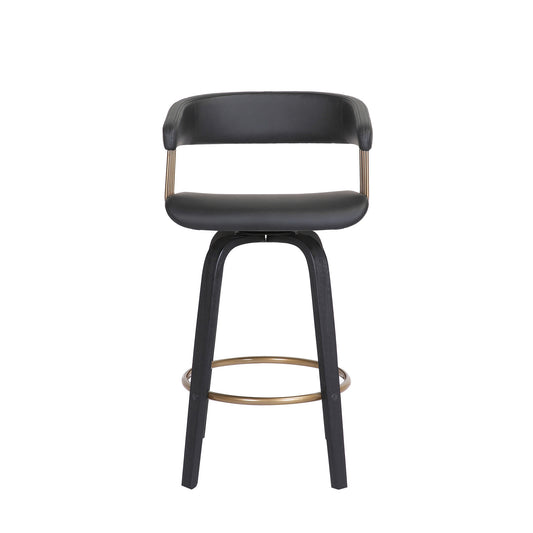 26" Black Faux Leather Swivel Counter Height Bar Chair