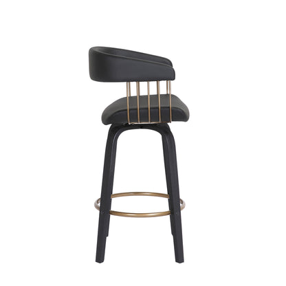 26" Black Faux Leather Swivel Counter Height Bar Chair