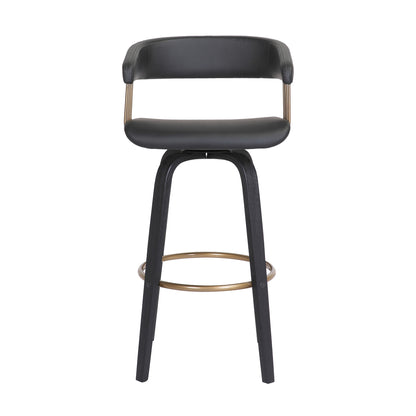 31" Black Faux Leather Swivel Bar Height Bar Chair