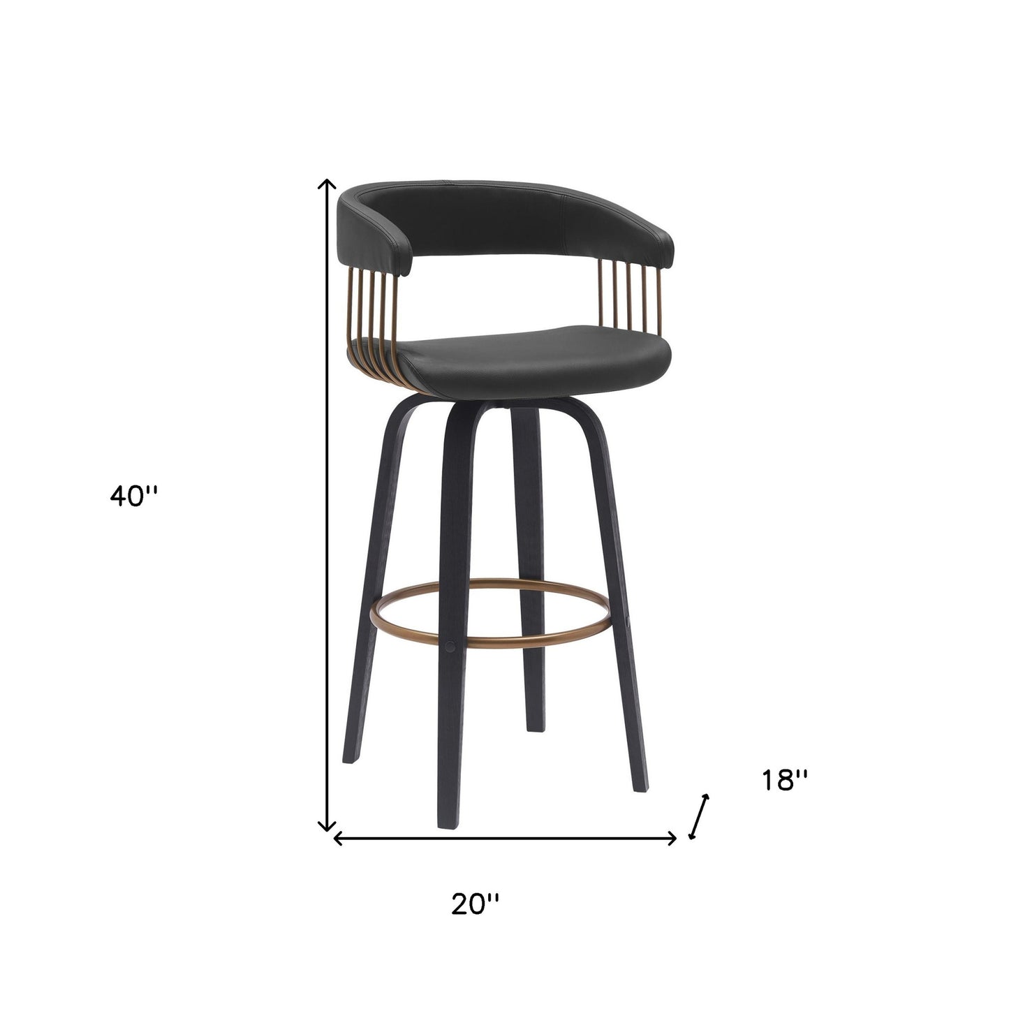 31" Black Faux Leather Swivel Bar Height Bar Chair