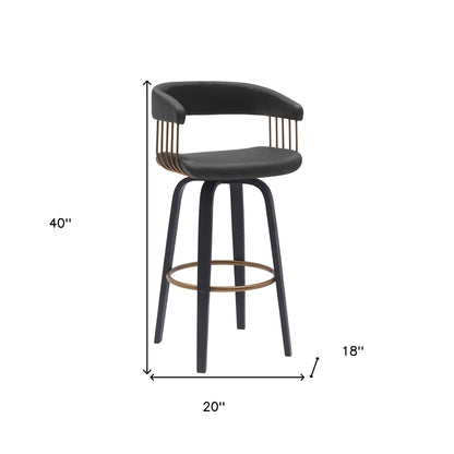 31" Black Faux Leather Swivel Bar Height Bar Chair