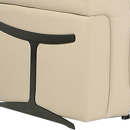 Beige Italian Leather Modular L Shaped Eight Piece Corner Sectional With Console