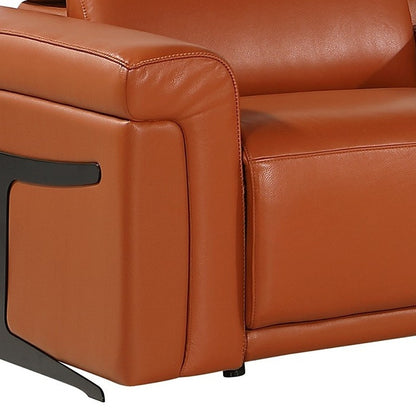 Camel Italian Leather Modular L Shaped Six Piece Corner Sectional With Console