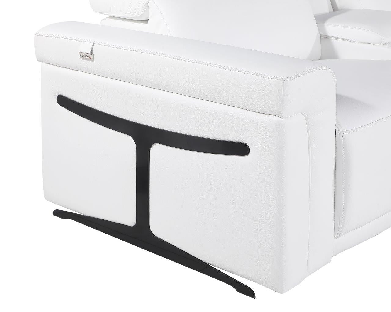 White Italian Leather Modular L Shaped Six Piece Corner Sectional With Console
