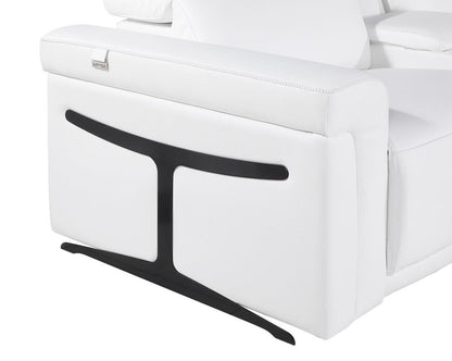 White Italian Leather Modular L Shaped Six Piece Corner Sectional With Console