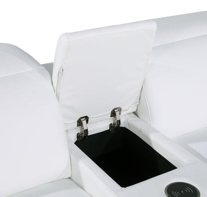 White Italian Leather Modular L Shaped Eight Piece Corner Sectional With Console