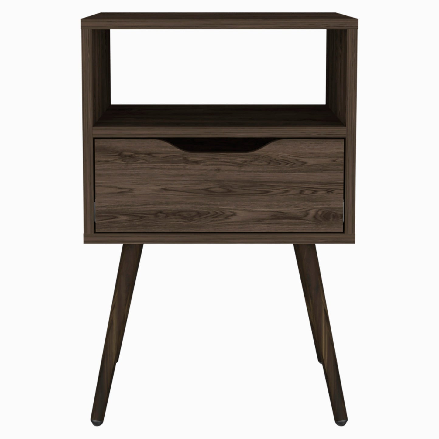 25" Brown Wood One Drawer Nightstand