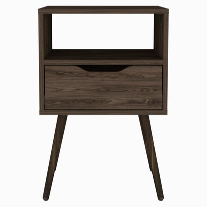 25" Brown Wood One Drawer Nightstand