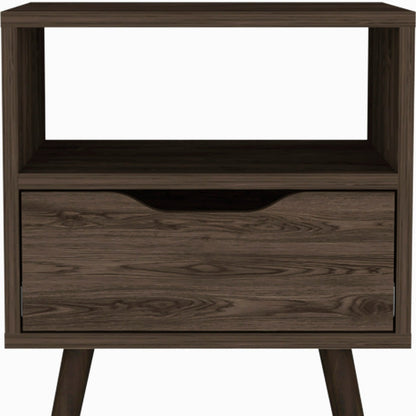 25" Brown Wood One Drawer Nightstand