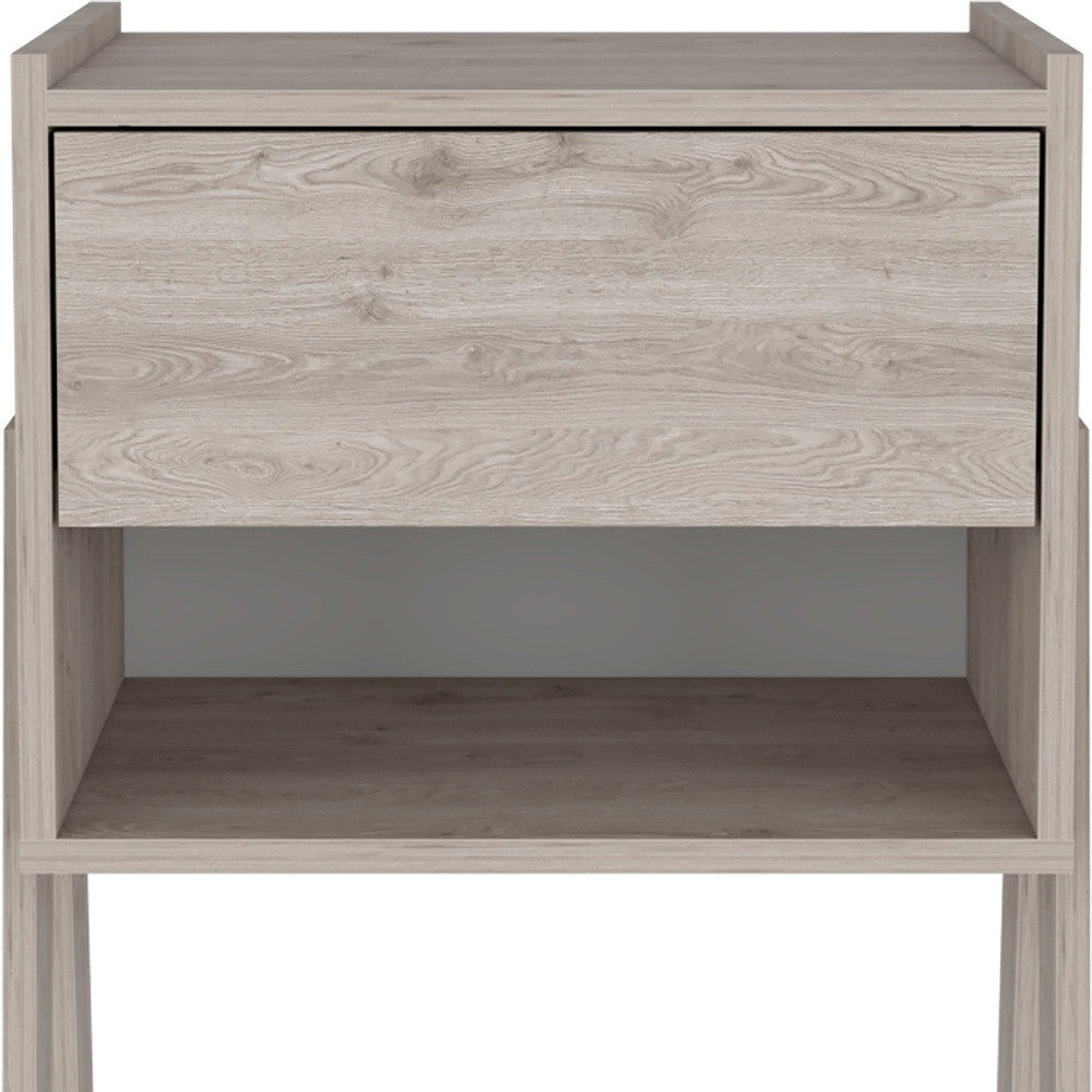 22" Light Gray Wood One Drawer Nightstand