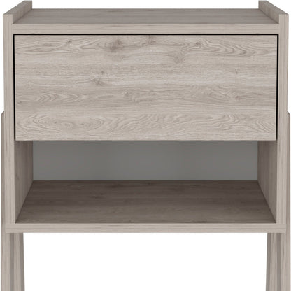22" Light Gray Wood One Drawer Nightstand