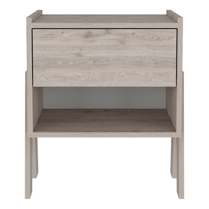22" Light Gray Wood One Drawer Nightstand
