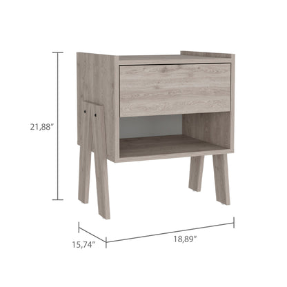 22" Light Gray Wood One Drawer Nightstand