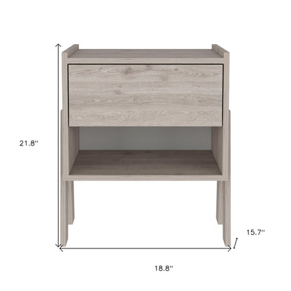 22" Light Gray Wood One Drawer Nightstand