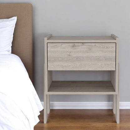 22" Light Gray Wood One Drawer Nightstand