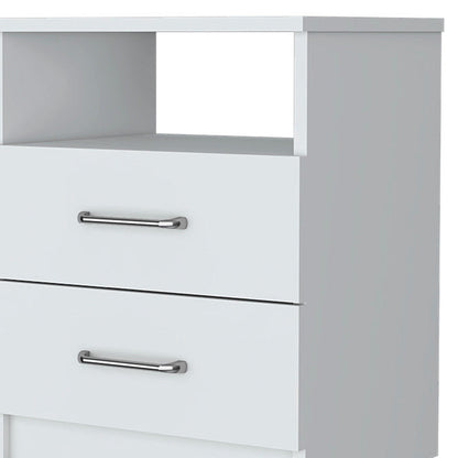20" White Wood Two Drawer Nightstand