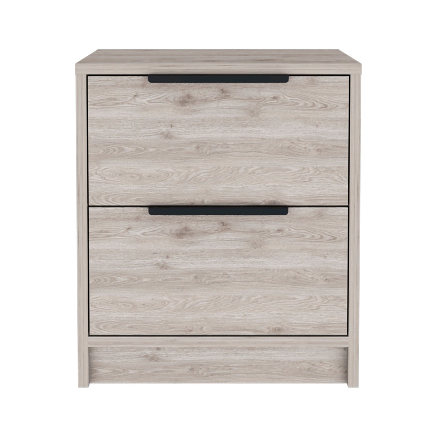 19" Light Gray Wood Two Drawer Nightstand