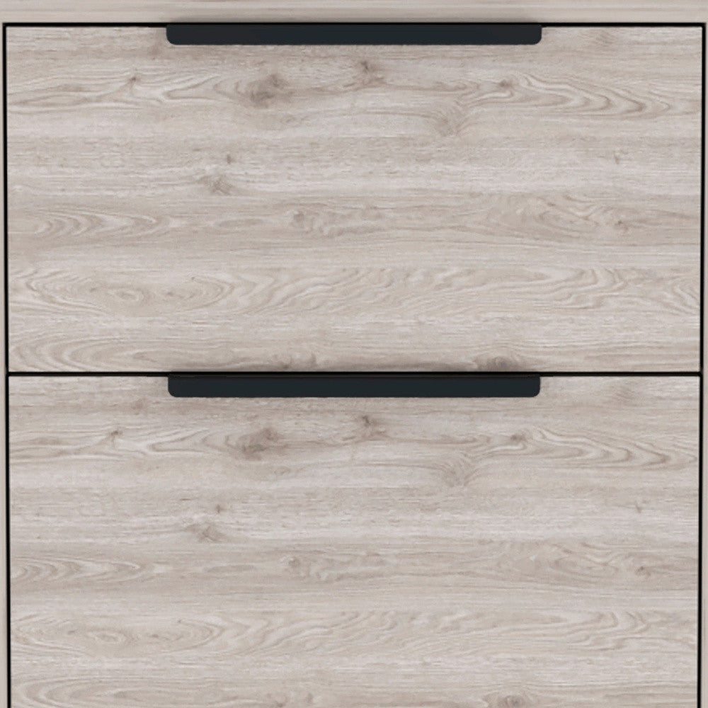 19" Light Gray Wood Two Drawer Nightstand