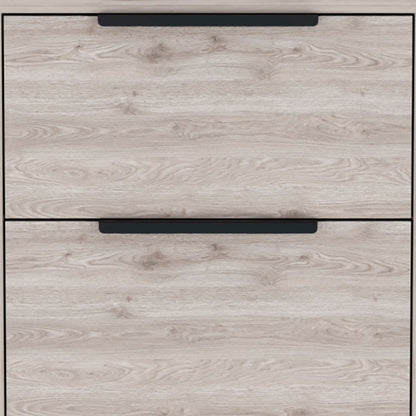 19" Light Gray Wood Two Drawer Nightstand