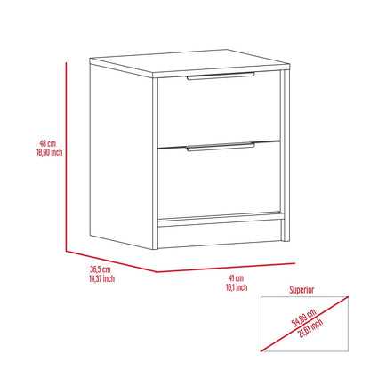 19" Light Gray Wood Two Drawer Nightstand