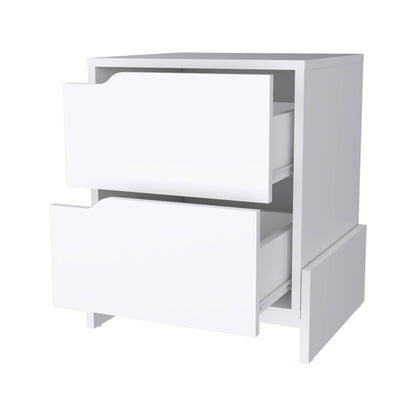 20" White Wood Two Drawer Nightstand